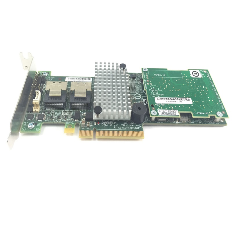 LSI Logic L3-25121-74B Mega Raid 9260-8i 6Gb/s 2.0 x8 PCI E Sas Sata Raid  Controller Card Only | New Bulk Pack | Dell OEM