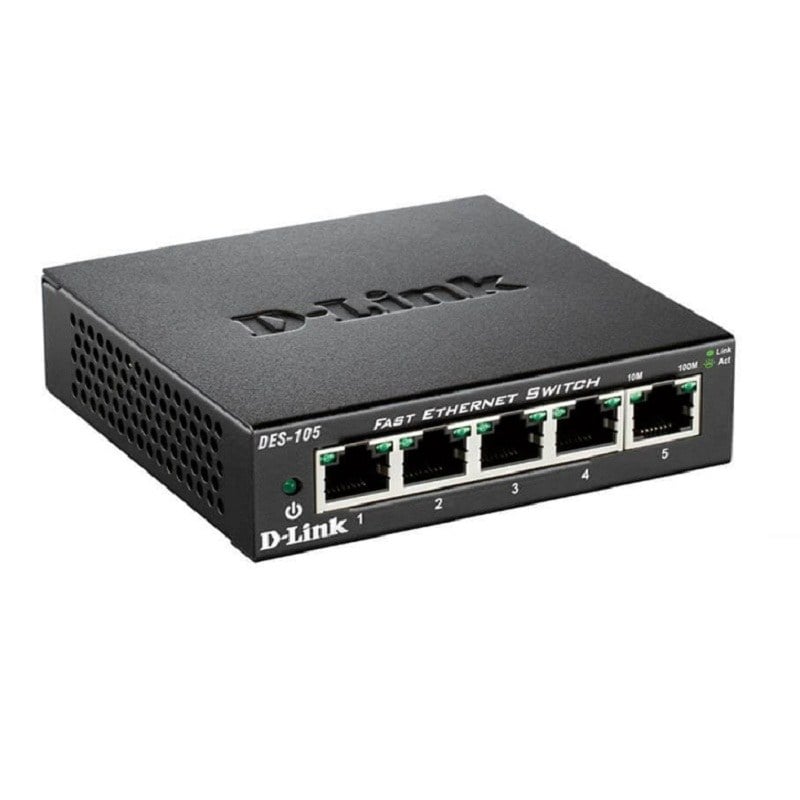 D-Link DES-105 5-Port 10/100Base-TX Desktop Switch  5 x Fast Ethernet Network | Brand New 3 Years Warranty