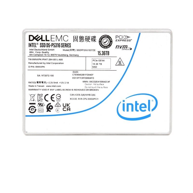 Dell WNXPK 15.36TB PCI-E SSD Gen4 NVMe U.2 SFF | Refurbished