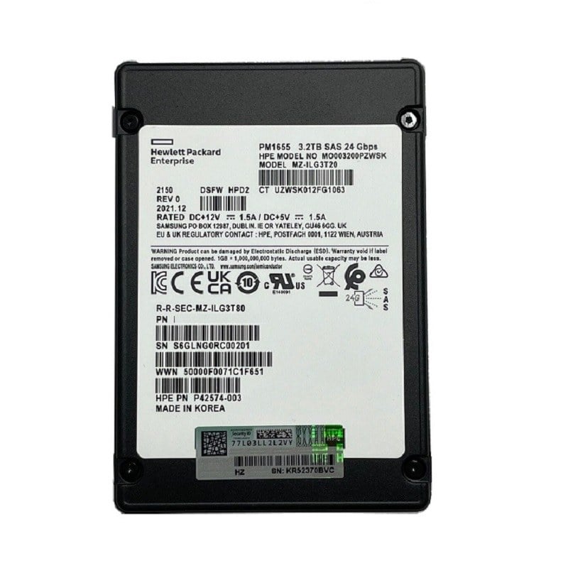 Samsung MZ-ILG3T20 3.2 TB Solid State Drive PM1655 Mixed Use SAS 12Gb/s | HPE OEM | Brand New 3 Years Warranty