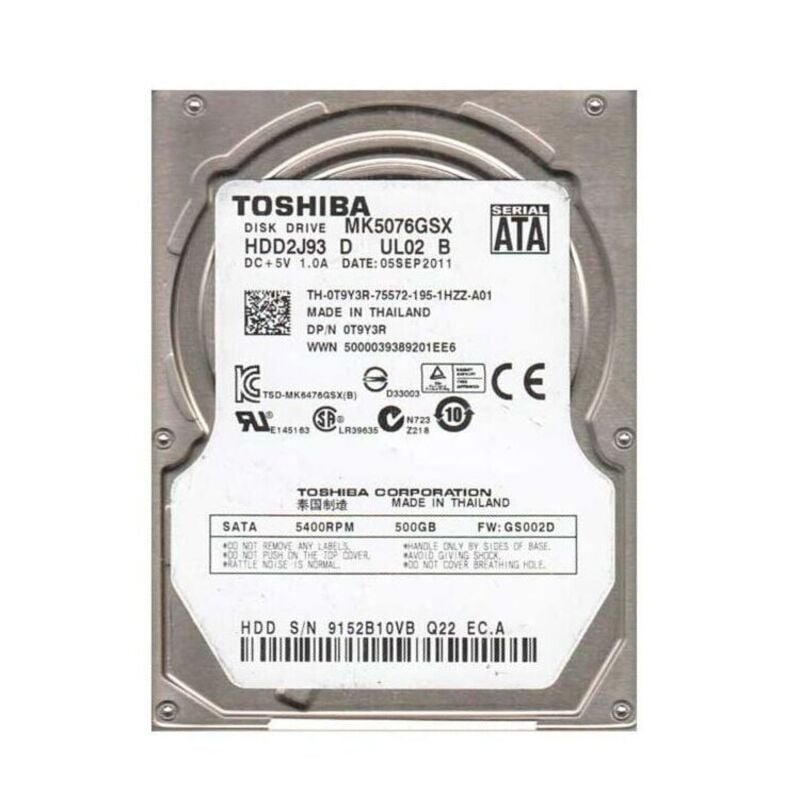 MK5076GSX Toshiba 500GB 5.4K RPM 8MB Buffer SATA-II Hard Drive | Refurbished