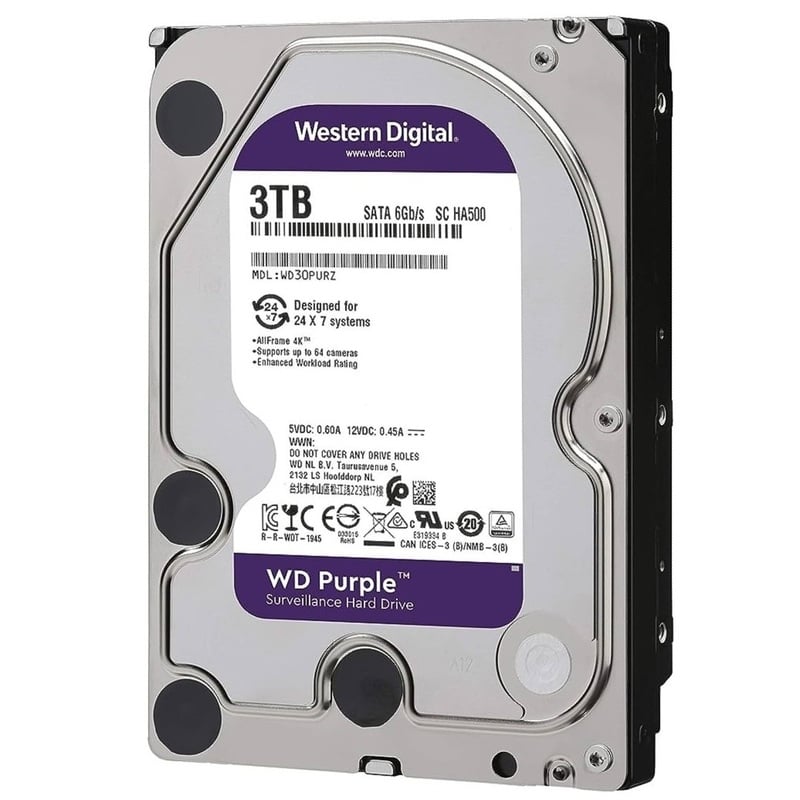 Western Digital WD33PURZ Purple 3TB 5.4K RPM SATA 6GBps w/  256MB Cache HDD | Brand New 3 Years Warranty